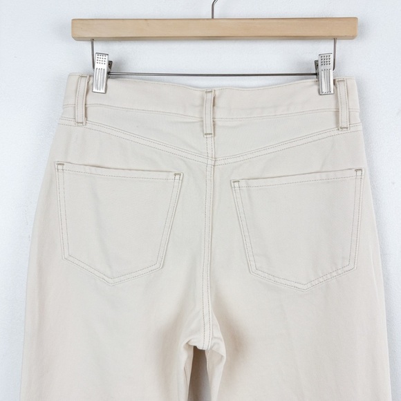 NWT Express 70s Flare Mid-Rise Raw Hem Cream Jeans Sz 2 - Picture 6 of 11